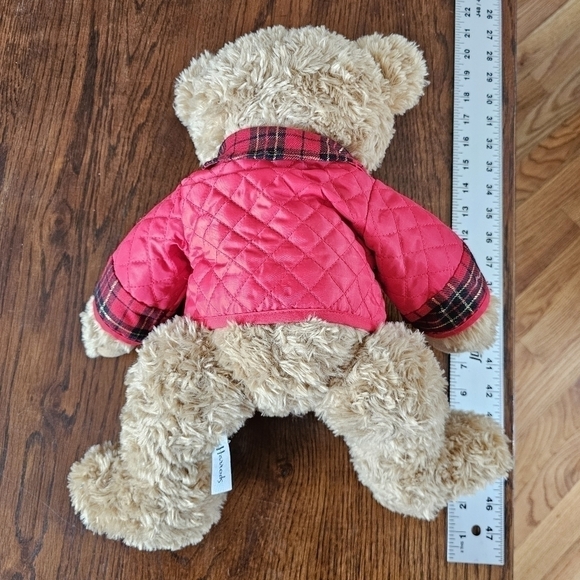 Harrods Jasper 2014 Bear with Red Quilted and Plaid Jacket, Stuffy, Plushie - Picture 3 of 9
